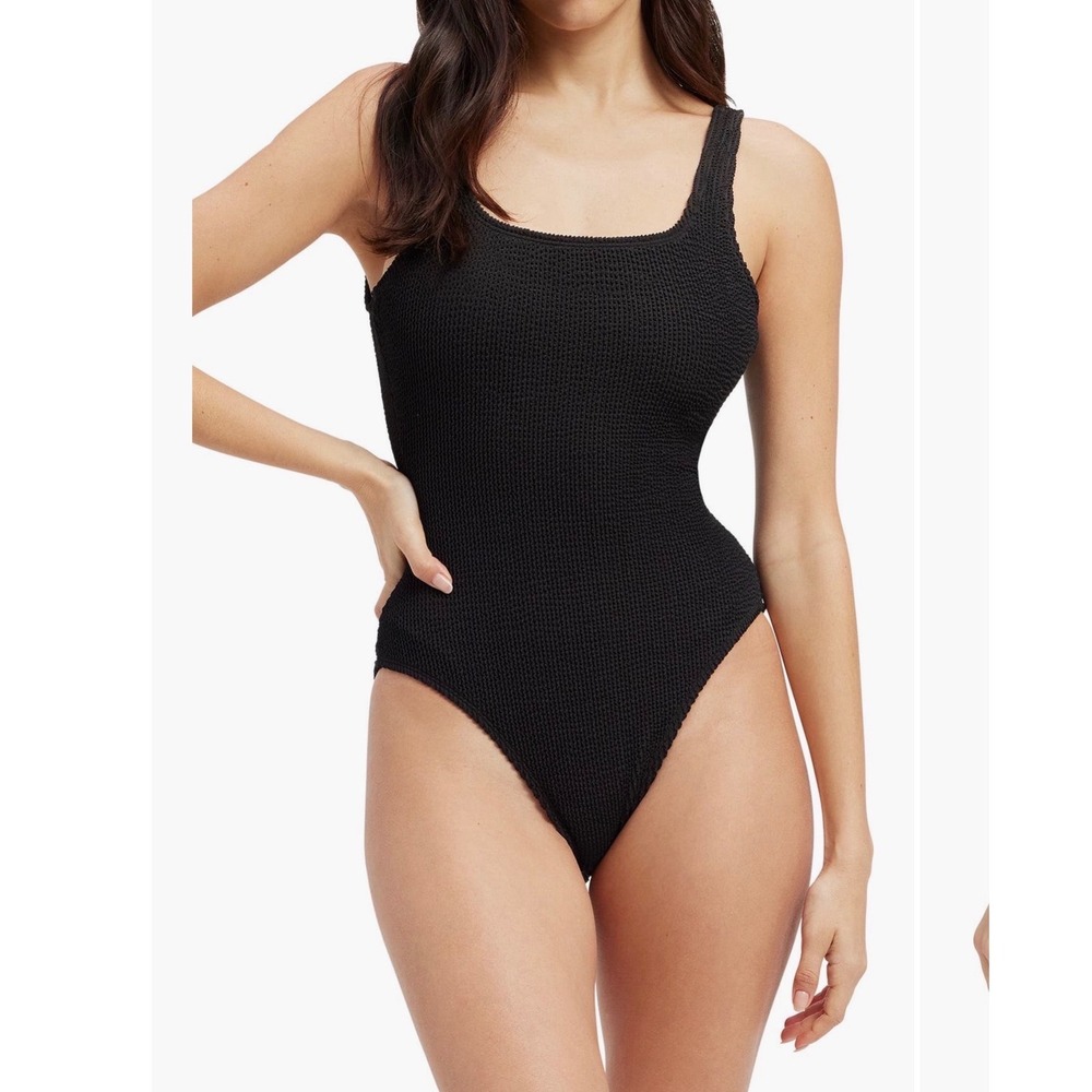 Good American Always Fit One-Piece Swimsuit Black Crinkle GSW0558LV XXS/XS